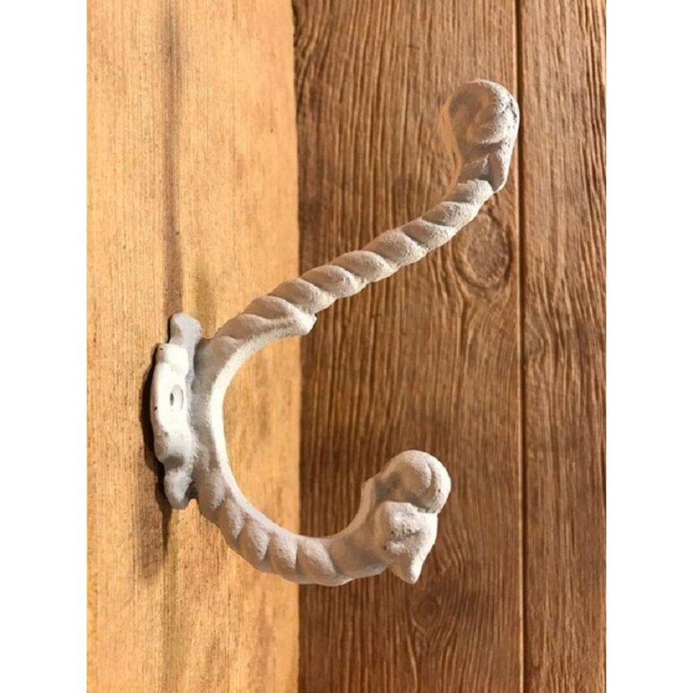SIX (6) White Cast Iron Rope Wall Hooks 7" long Six (6) 0170-01209 - Picture 6 of 11